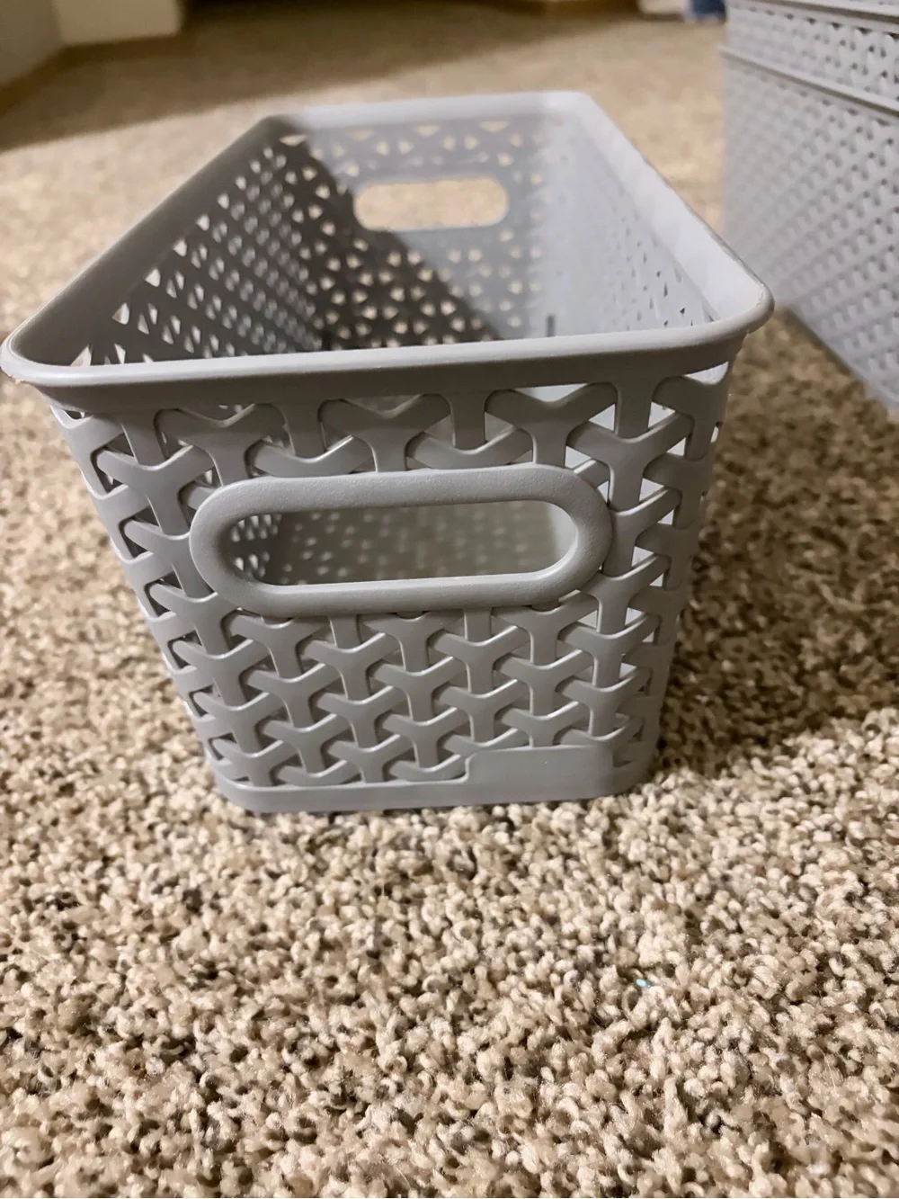 Stackable Gray Woven Plastic Storage Bins (Set of 6)